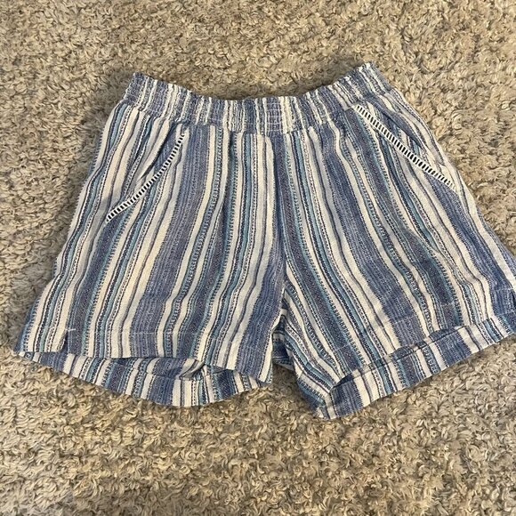 Briggs Pants - Briggs Blue White Striped Pull On Shorts Size S Textured Summer
